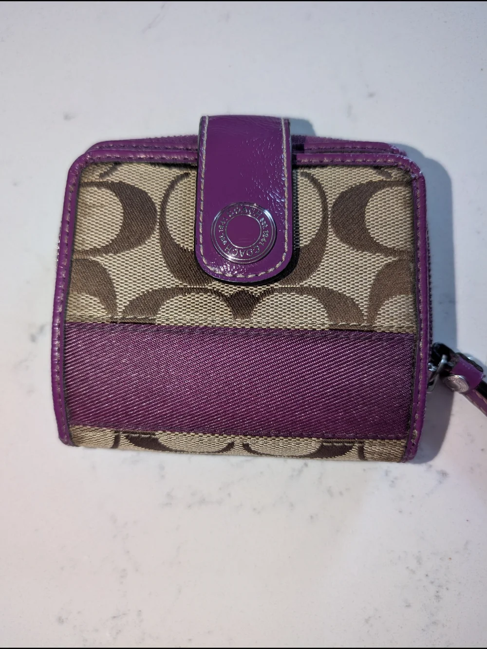 Coach Purple and Brown Bifold Wallet